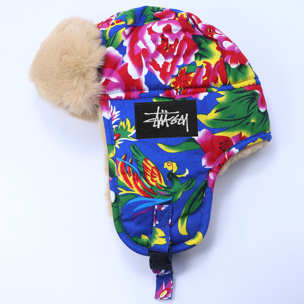 Stussy Hat Lei Feng Hat Winter Warm Fleece Thickened Ethnic Style