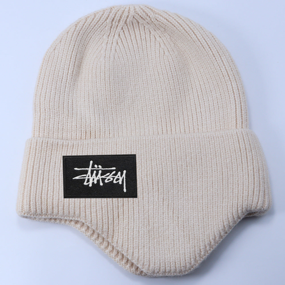 Stussy Hat Winter Knitted Hat Men's and Women's Warm Ear Protector Outdoor Wool Hat