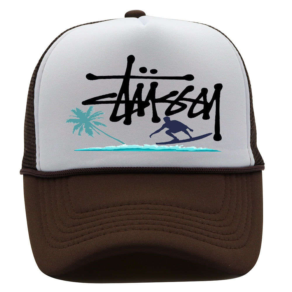 Stussy Hat Printed Truck Mesh Cap Outdoor Surfing Casual Sun Hat