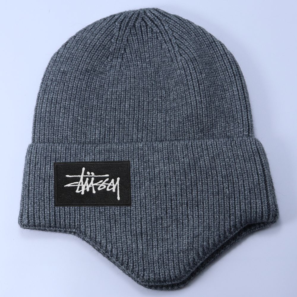 Stussy Hat Winter Knitted Hat Men's and Women's Warm Ear Protector Outdoor Wool Hat